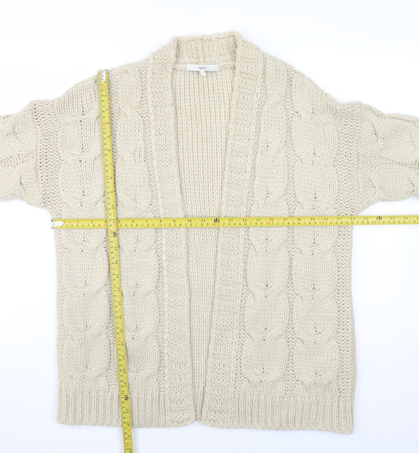 Next Women Ivory Cable-Knit Open Cardigan XS Acrylic Winter Jumper