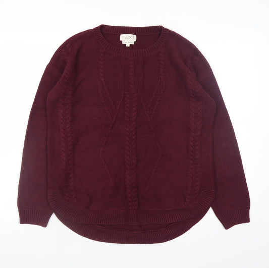 Next Women's Red Cable-Knit Cotton Blend Jumper Size 10