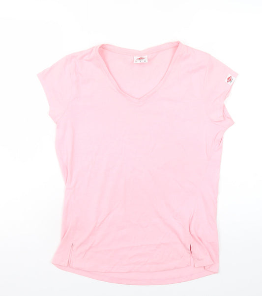 Lee Cooper Womens Pink V-Neck Short Sleeve Basic T-Shirt Size 12