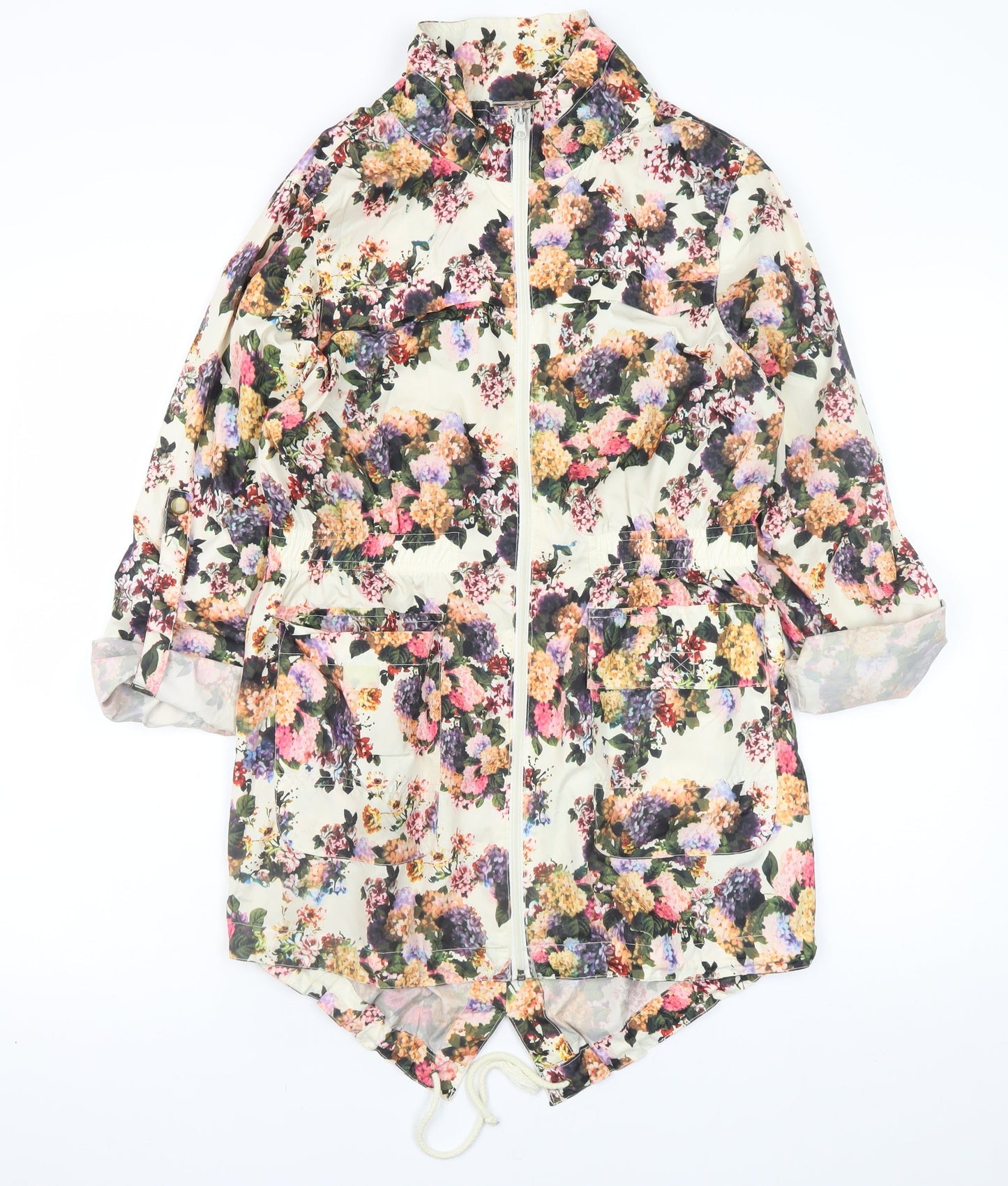 Brave Soul Womens Multicoloured Floral Lightweight Zip Jacket Size 10