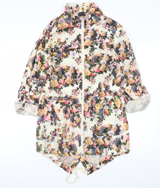 Brave Soul Womens Multicoloured Floral Lightweight Zip Jacket Size 10