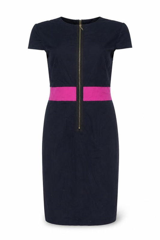 Marks & Spencer Women Black Pink Sheath Dress Size 10 Short Sleeve V-Neck