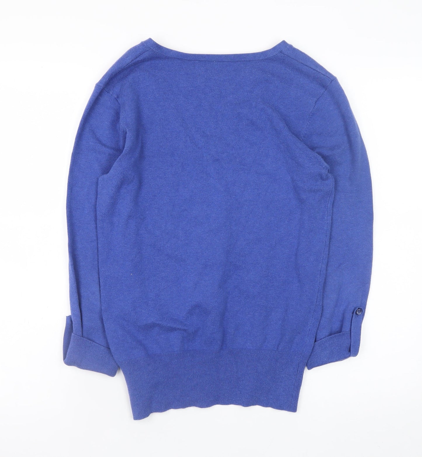 Debenhams Women Blue V-Neck Cotton Knit Jumper Size 12
