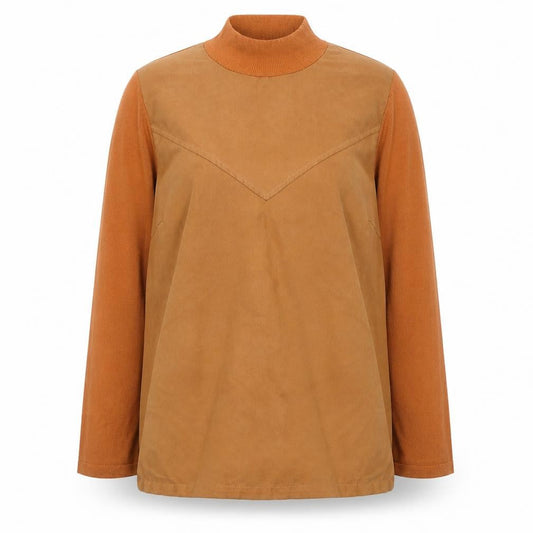 Front view of ASOS Women’s Brown Mock Neck Long Sleeve jumper, size UK 12