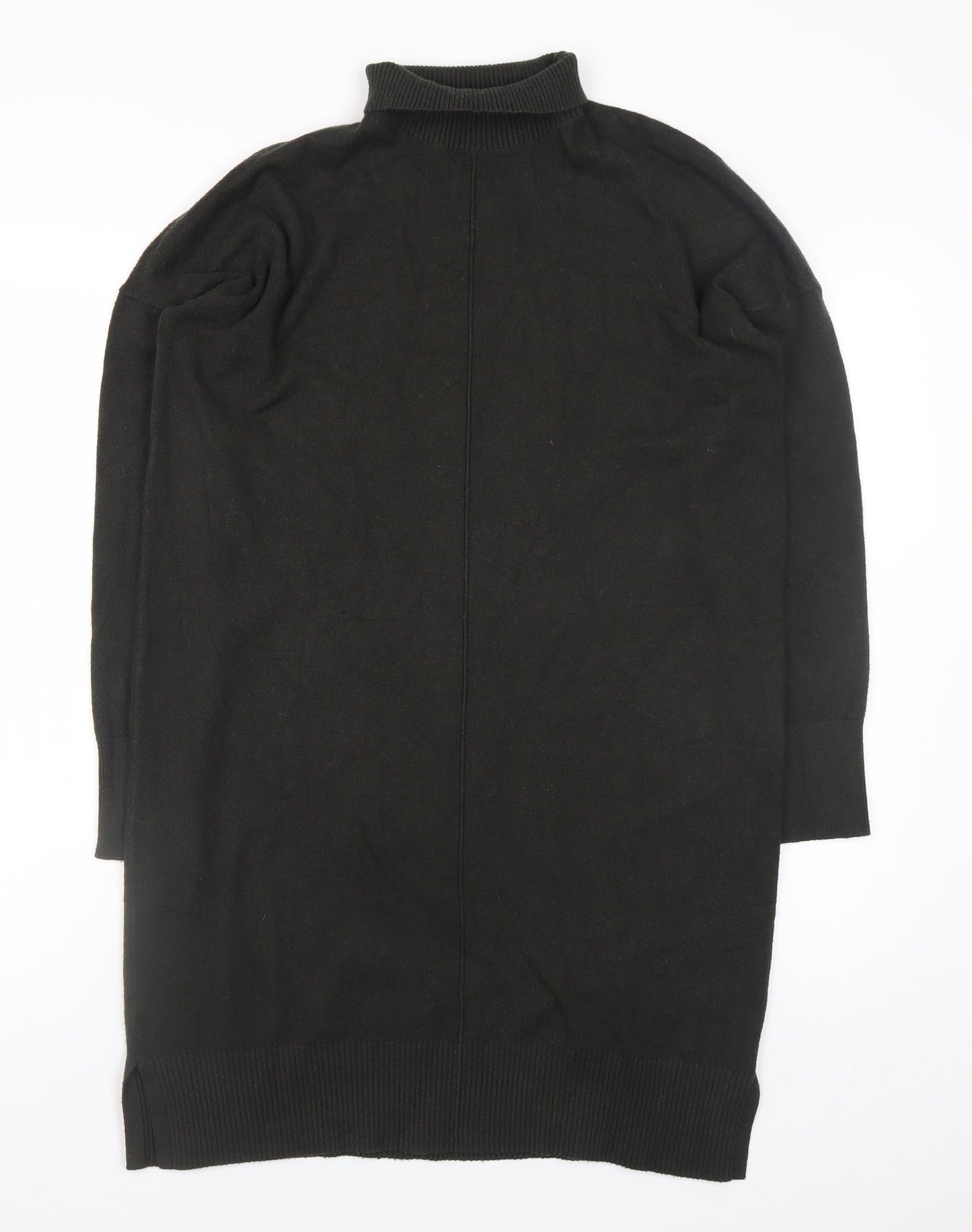 French Connection Women's Black Roll Neck Long Sleeve Knit Sweater Dress Size M
