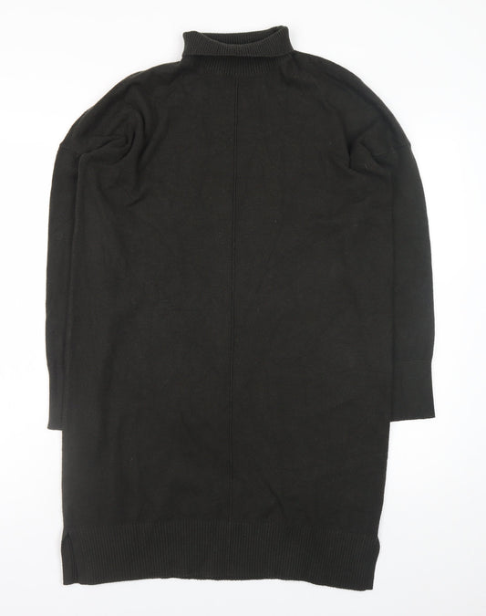French Connection Women's Black Roll Neck Long Sleeve Knit Sweater Dress Size M