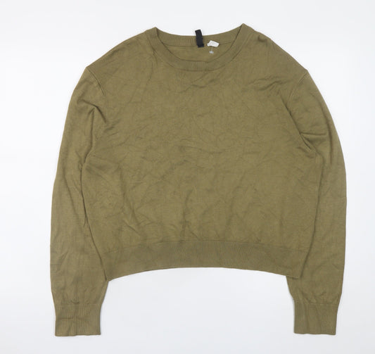 H&M Womens Green Crew Neck Pullover Jumper Size M Long Sleeve