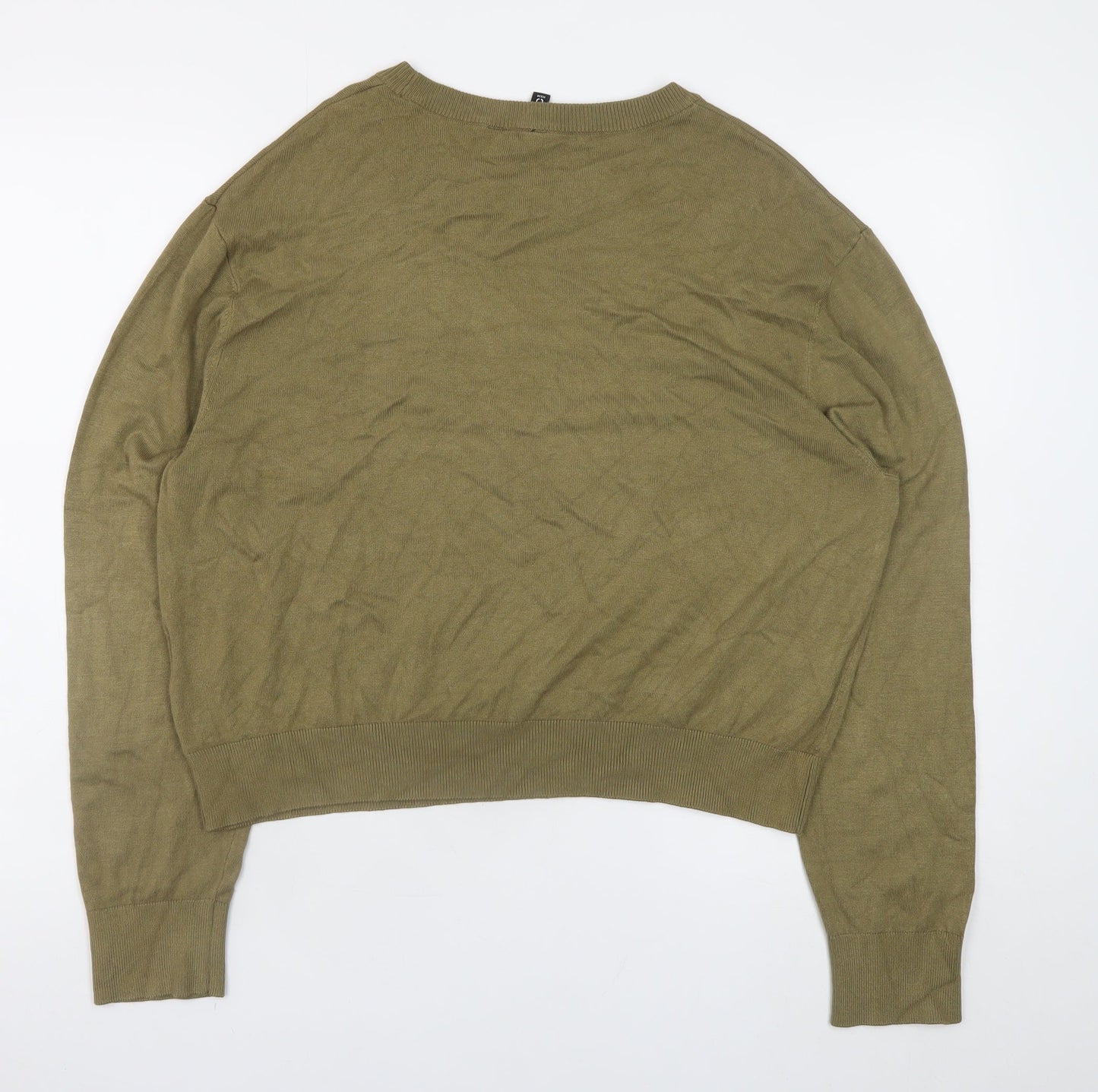 H&M Womens Green Crew Neck Pullover Jumper Size M Long Sleeve