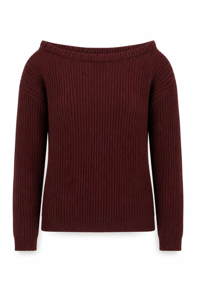 Missguided Women's Burgundy Boat Neck Chunky Knit Jumper Size S