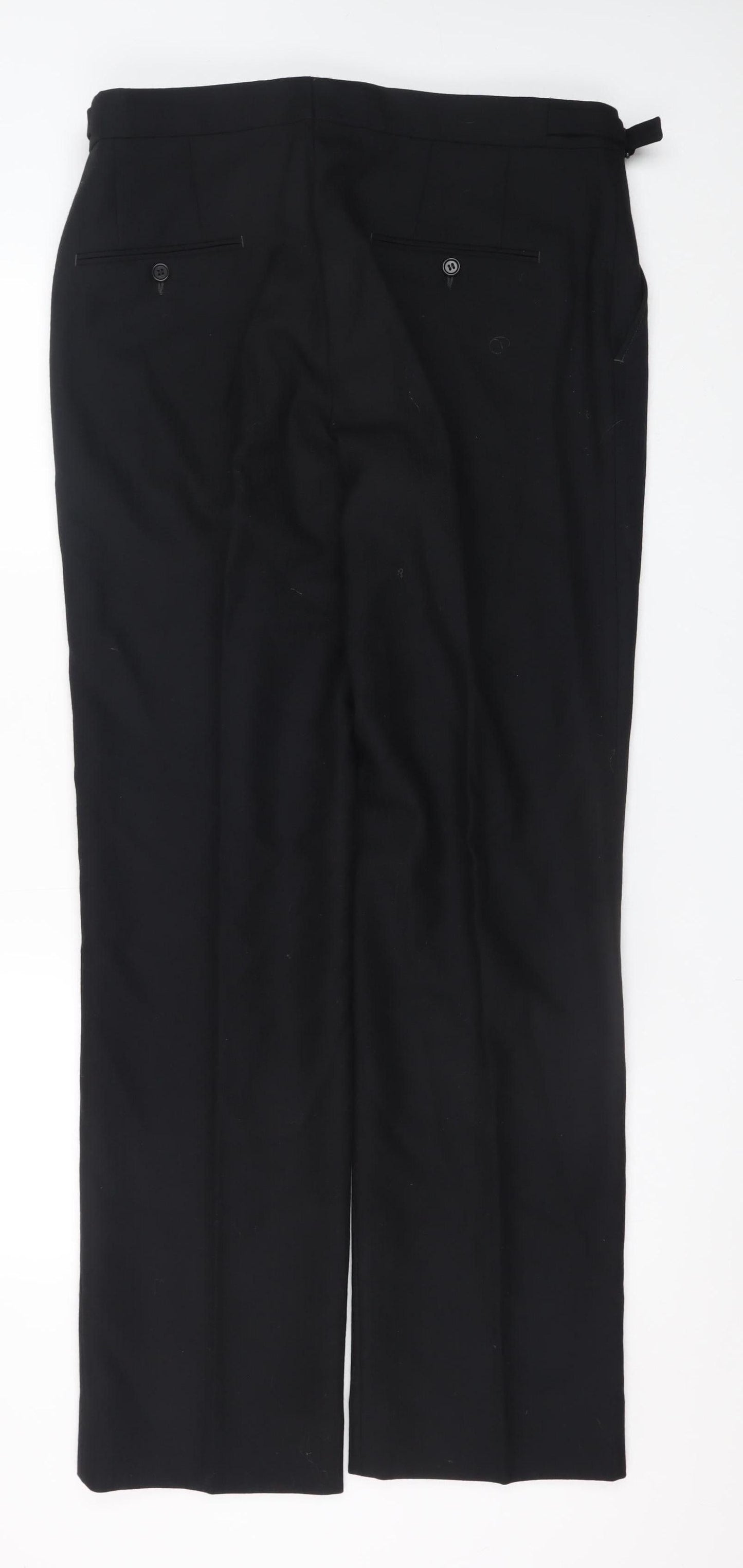 Magee Ireland Womens Black Formal Wool Blend Straight Trousers Size 14