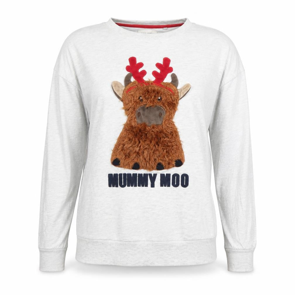 Next Women Grey Christmas Reindeer Pyjama Top Size 12