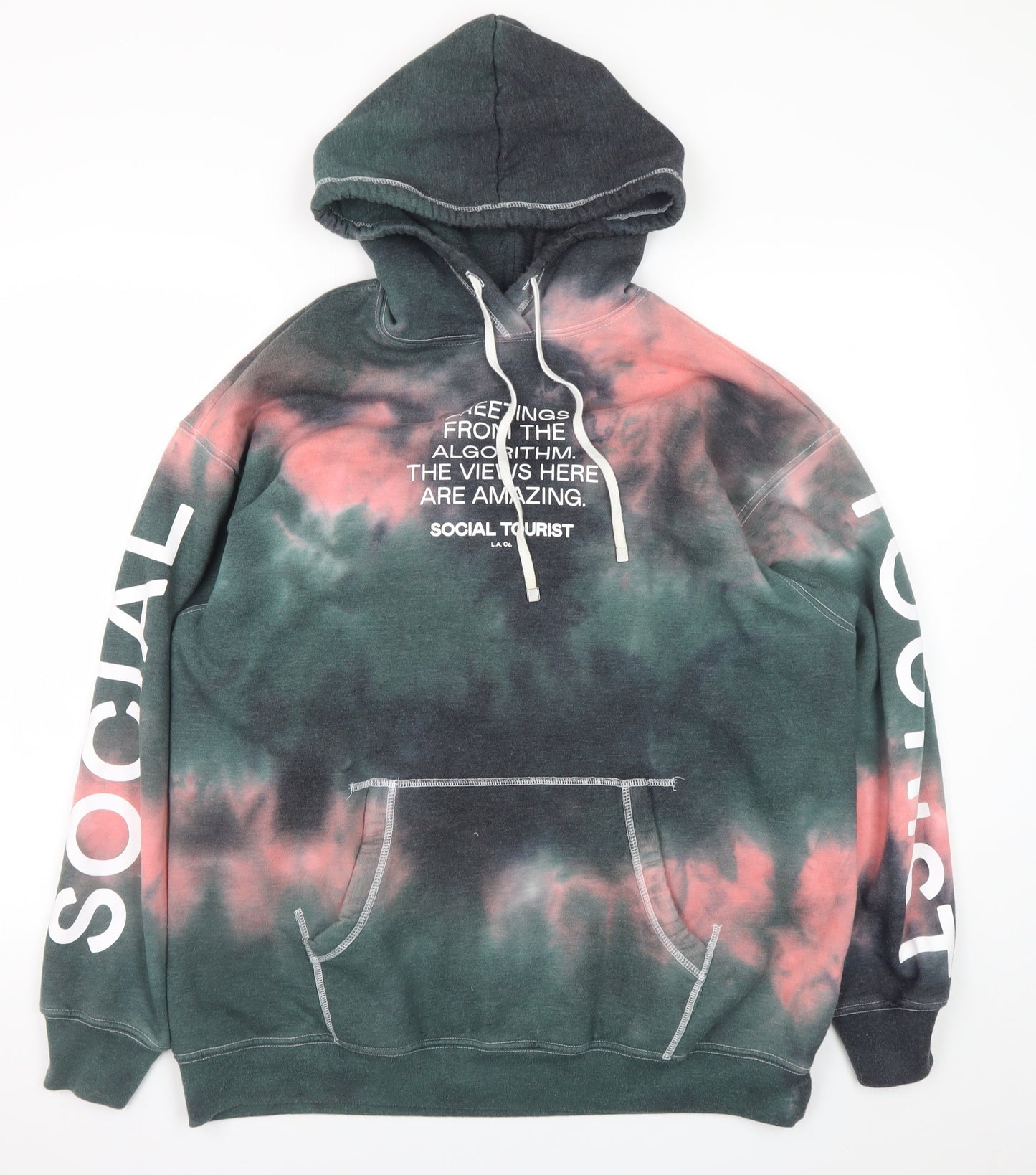 Social Tourist Mens Multicoloured Tie Dye Pullover Hoodie M