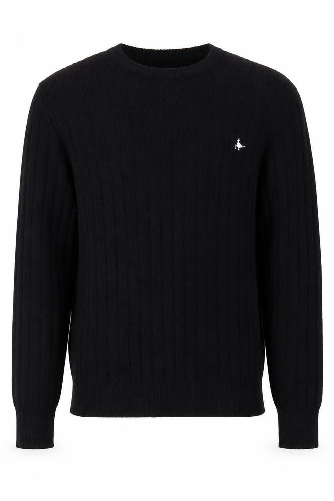 Jack Wills Men's Black Wool Crew Neck Cable Knit Jumper S