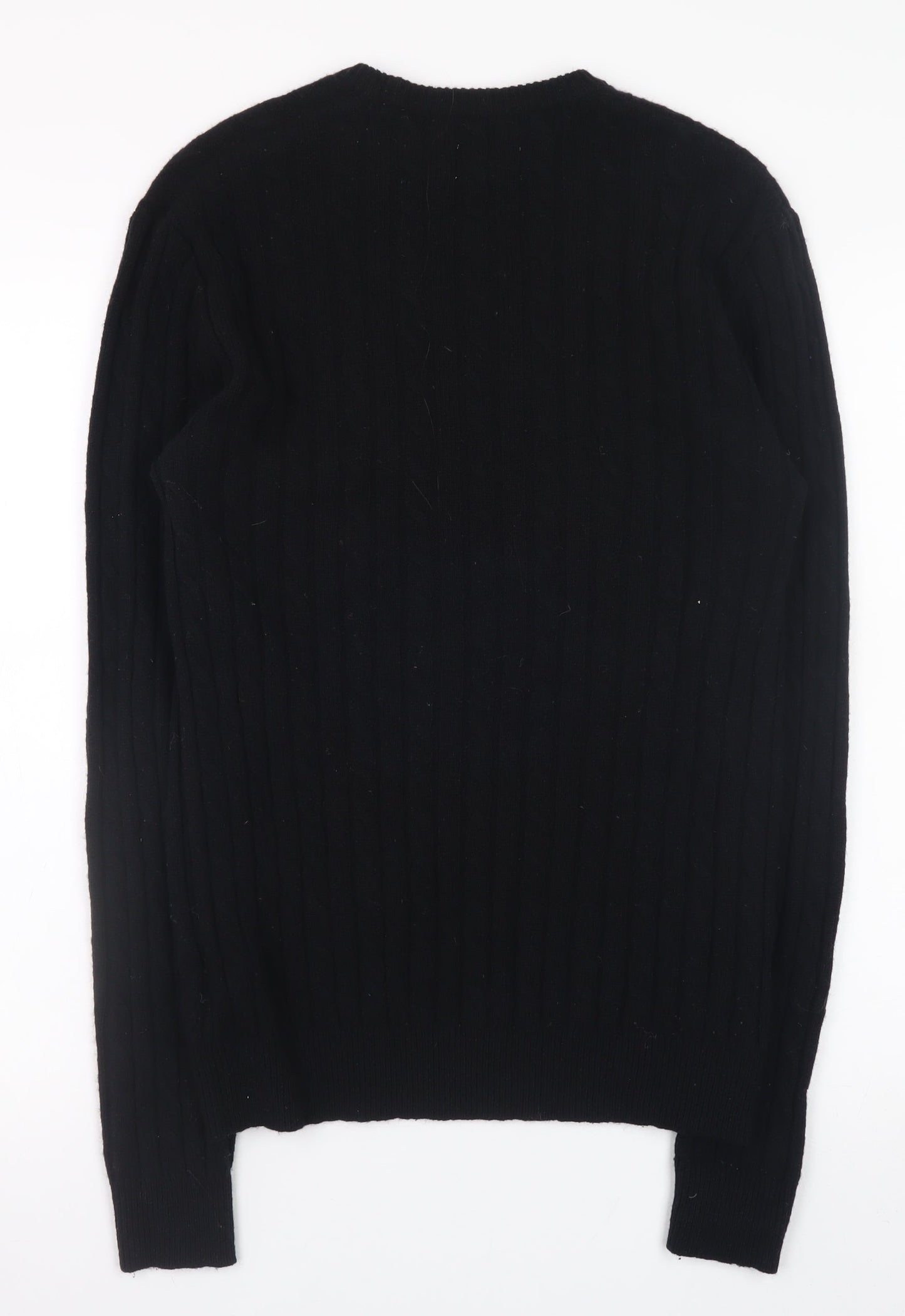 Jack Wills Men's Black Wool Crew Neck Cable Knit Jumper S