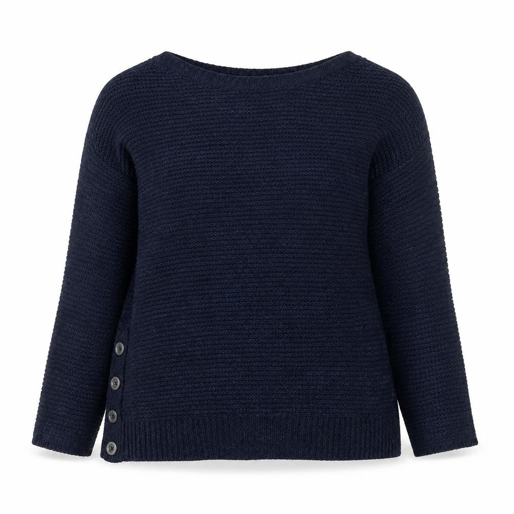 Debenhams Women's Blue Knitted Boat Neck Button Jumper Size 12