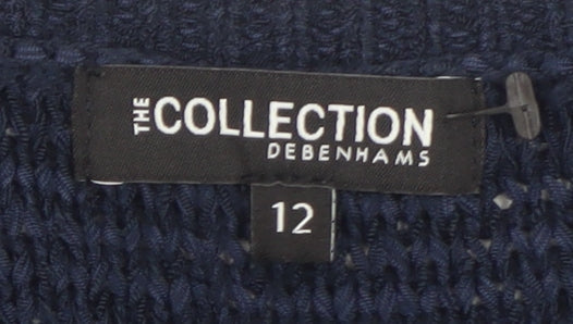 Debenhams Women's Blue Knitted Boat Neck Button Jumper Size 12