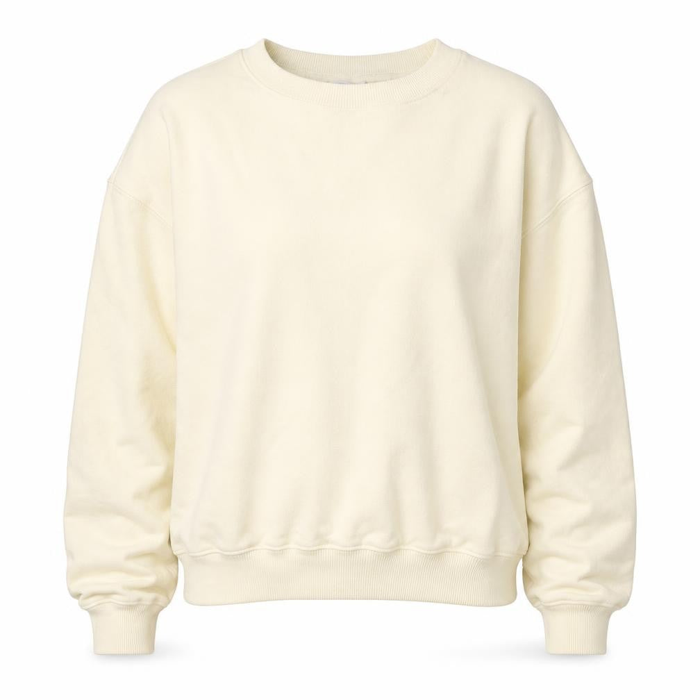 H&M Sport Women Beige Cotton Crew Neck Pullover Sweatshirt M