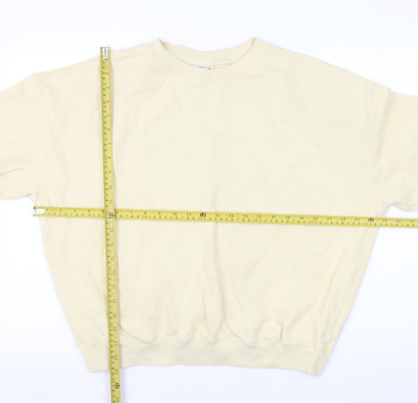 H&M Sport Women Beige Cotton Crew Neck Pullover Sweatshirt M