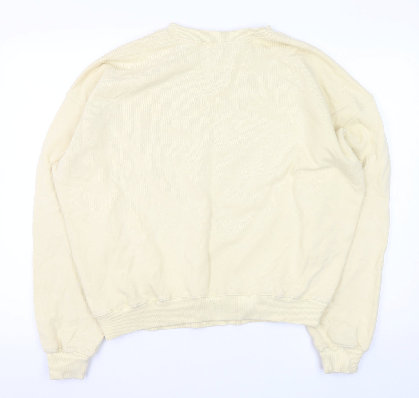 H&M Sport Women Beige Cotton Crew Neck Pullover Sweatshirt M