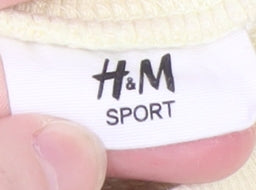 H&M Sport Women Beige Cotton Crew Neck Pullover Sweatshirt M