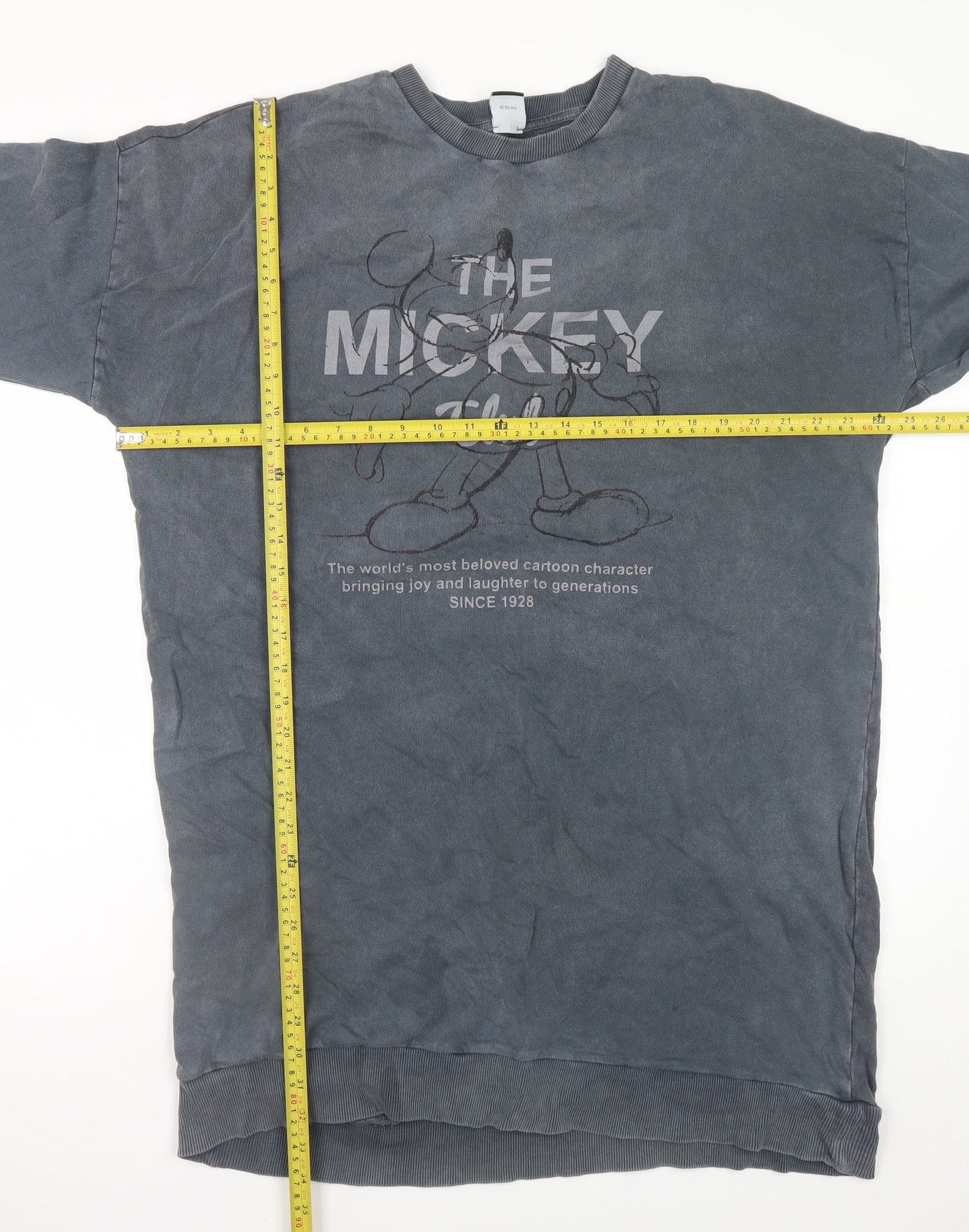George Women Grey Mickey Mouse Long Sleeve T-Shirt Dress Size 18