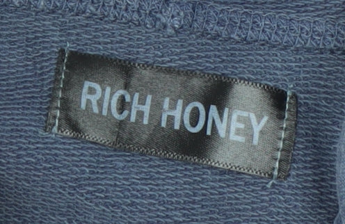 Rich Honey Men's Blue Pullover Hoodie Size M Cotton Casual