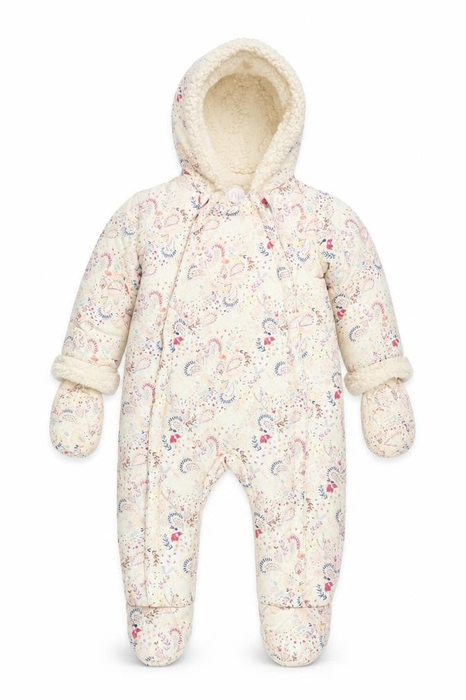 Mini Club Unisex Baby Beige Floral Hooded Snowsuit 6-9 Months Lined Winter