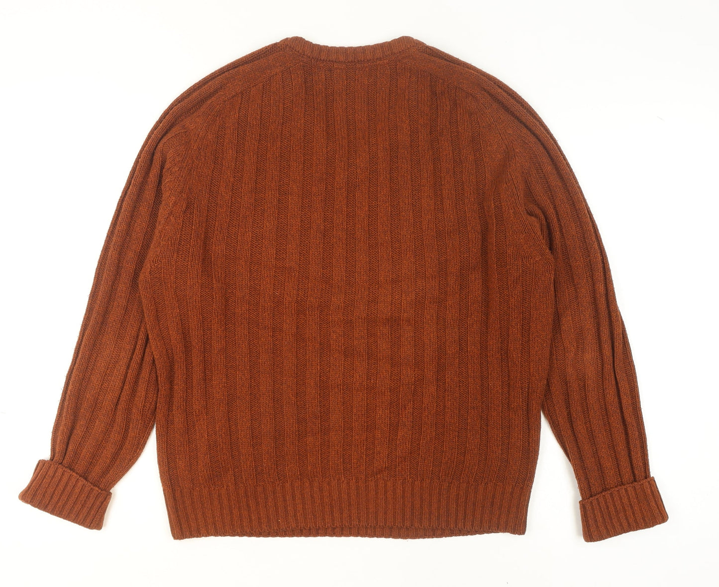 PG Field Men's Brown V-Neck Cable Knit Jumper Size L Classic Acrylic