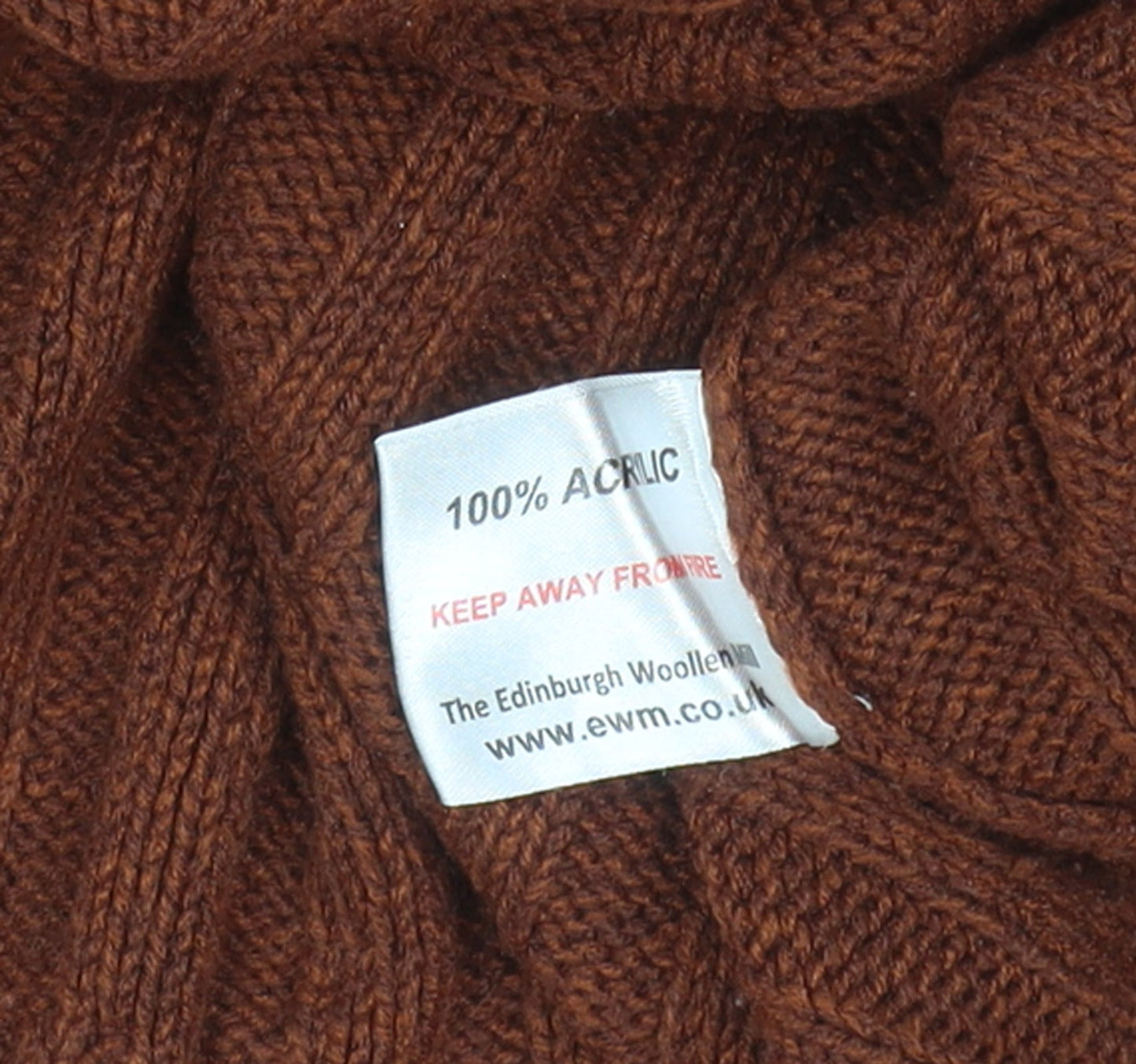 PG Field Men's Brown V-Neck Cable Knit Jumper Size L Classic Acrylic