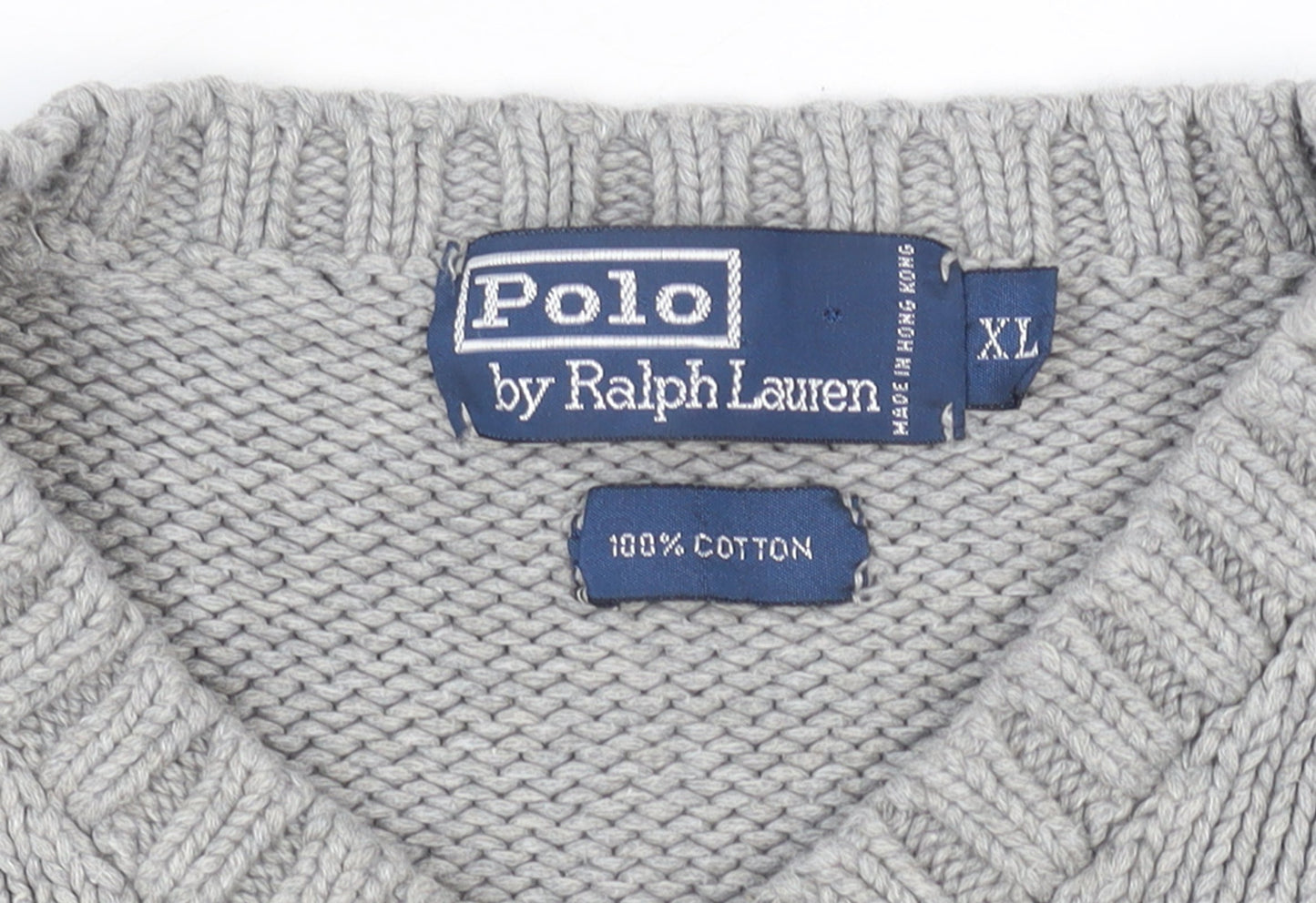 Polo Ralph Lauren Mens Grey XL Cotton V-Neck Jumper