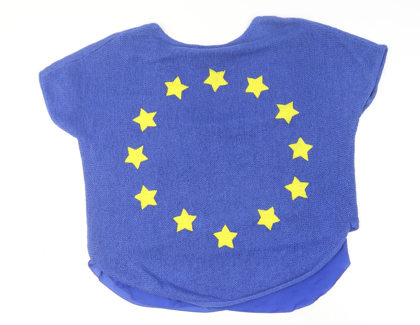 Phase Eight Womens Blue Short Sleeve Cotton Blend Star Jumper Size M