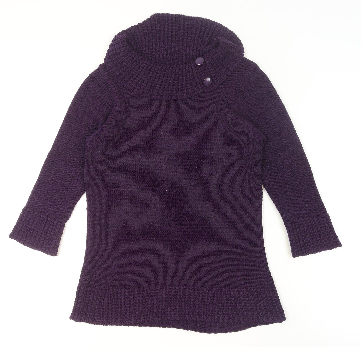 BHS Women’s Purple Cowl Neck Long Sleeve Tunic Jumper Size 12