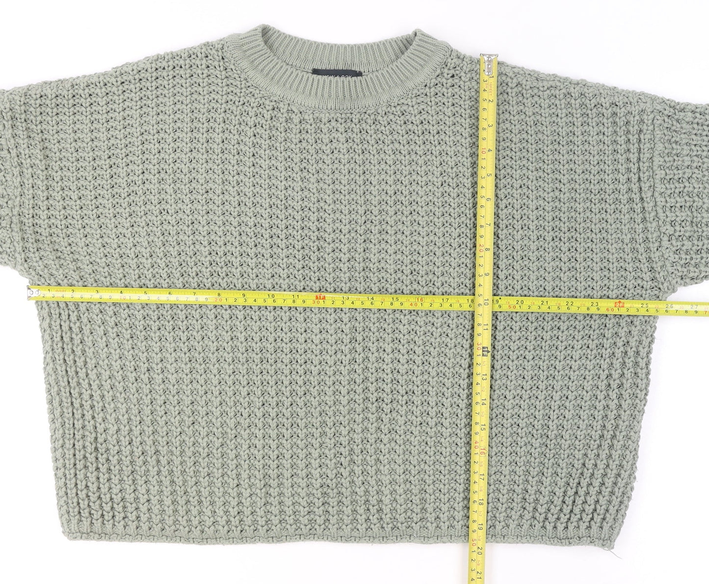 New Look Women's Green Chunky Knit Acrylic Jumper Size M
