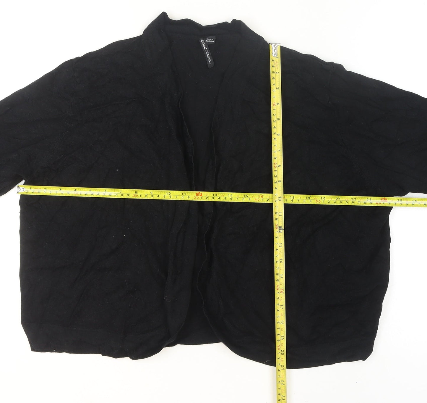 Capsule Womens Black Knit Open Front 3/4 Sleeve Cardigan Size M