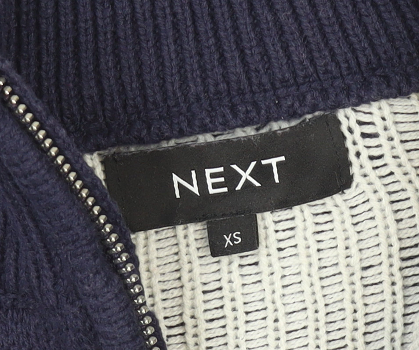 Next Men's Blue Fair Isle 1/2 Zip Cotton Blend Jumper XS