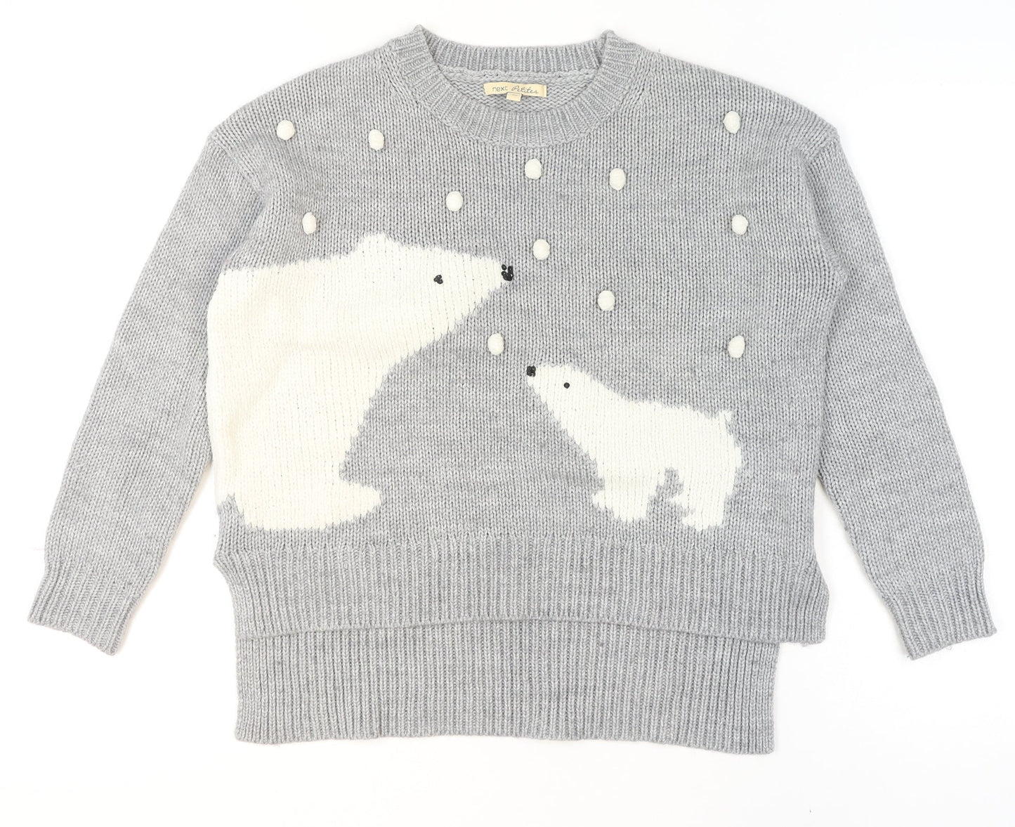 Next Petites Grey Polar Bear Knit Jumper Women’s Size 10