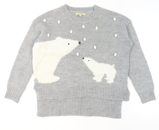 Next Petites Grey Polar Bear Knit Jumper Women’s Size 10