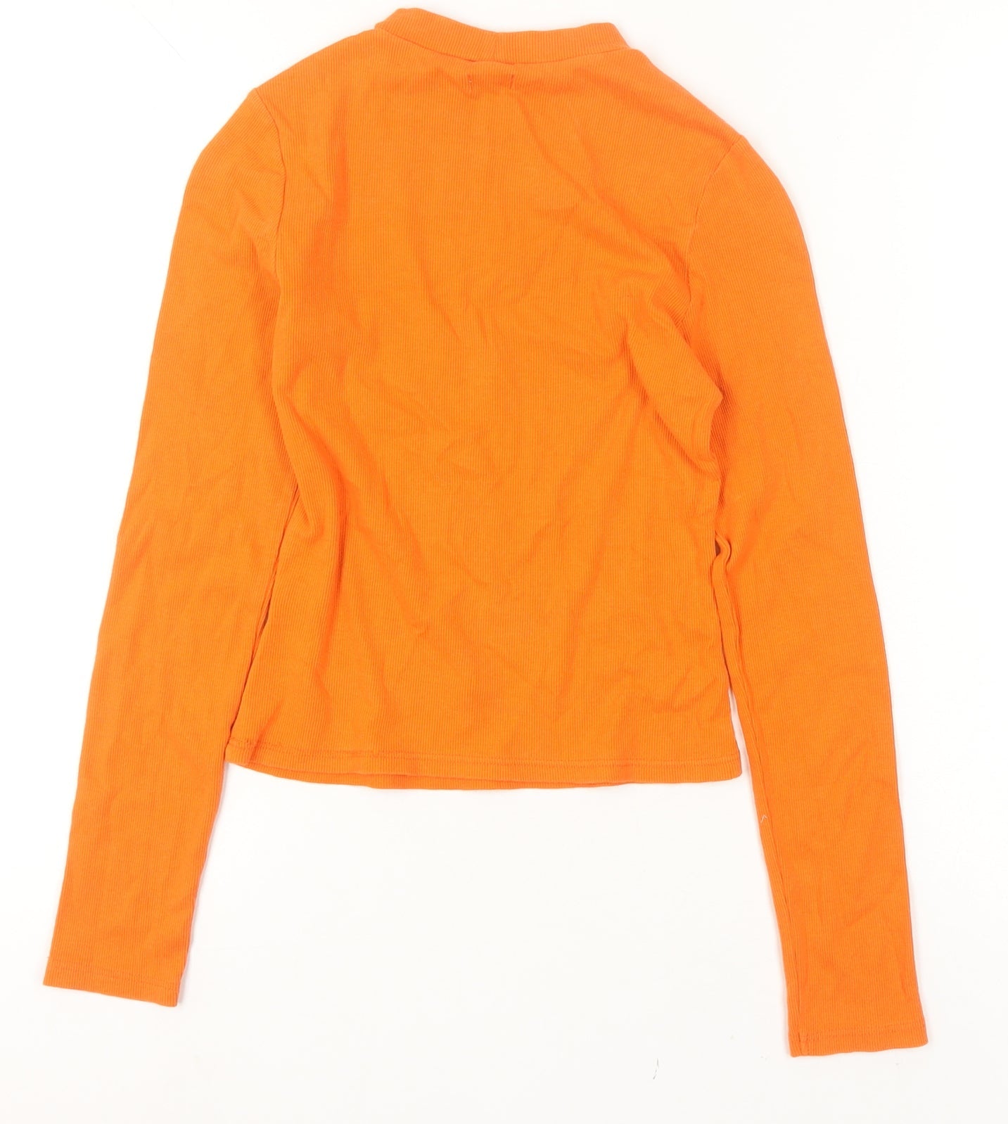 River Island Women's Orange Long Sleeve Slim Fit Cotton T-Shirt Size 8