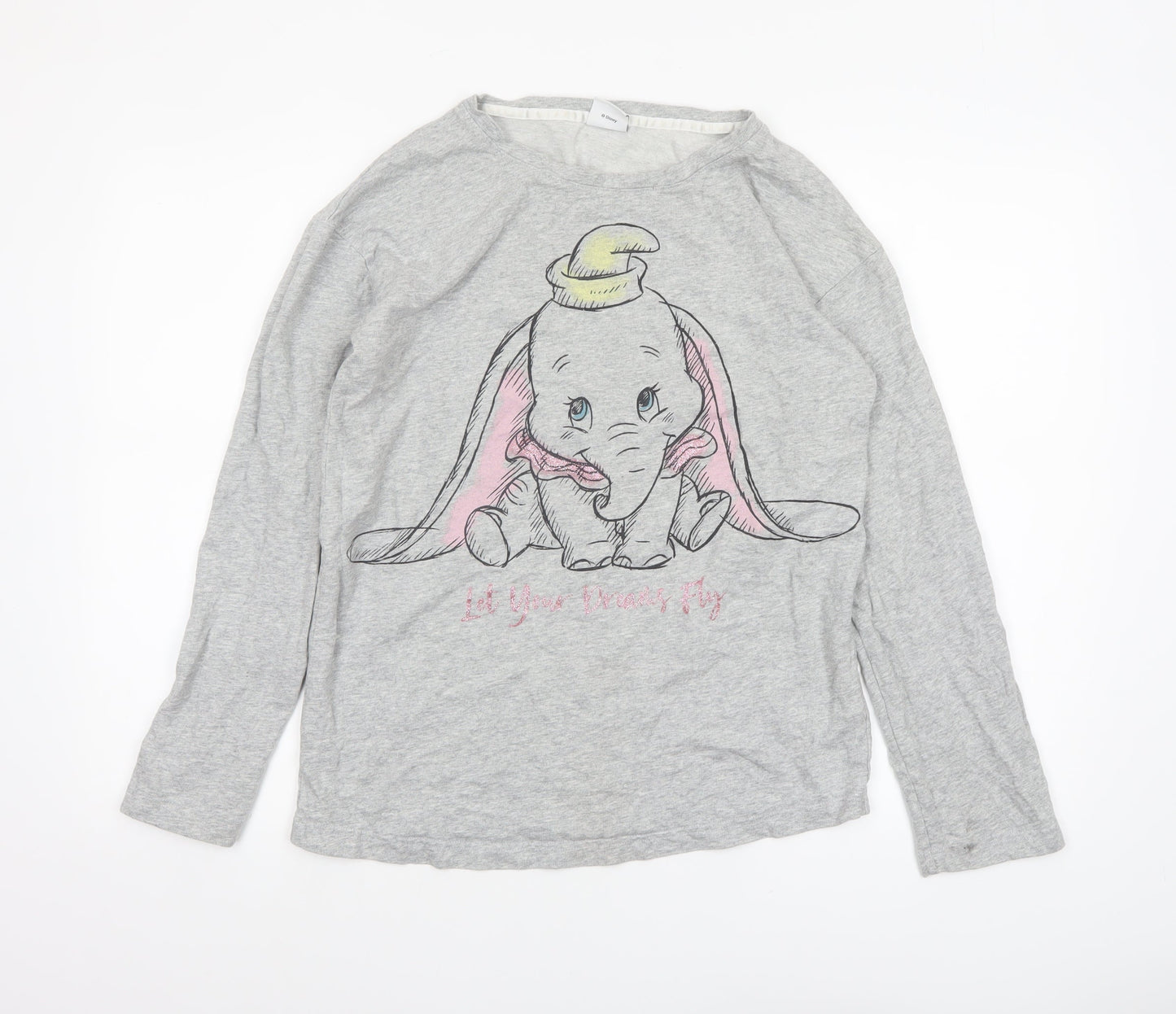 Disney Women’s Grey Dumbo Long Sleeve Nightshirt XS