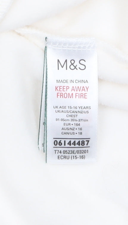 Marks and Spencer Boys Ivory Fleece 1/4 Zip Sweatshirt 15-16 Years