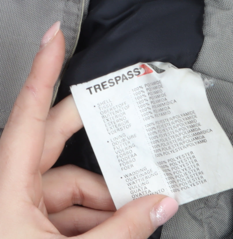Trespass Boys Grey Hooded Puffer Jacket 13-14 Years Winter Waterproof Coat