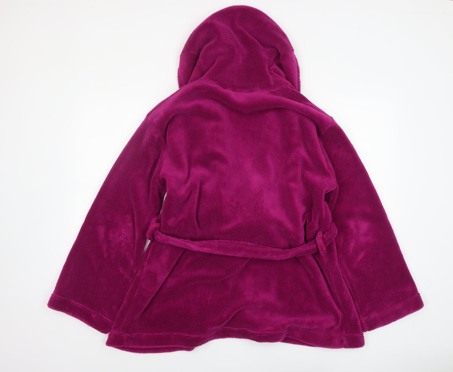Tom Franks Women’s Purple Fleece Hooded Robe S Lightweight Winter