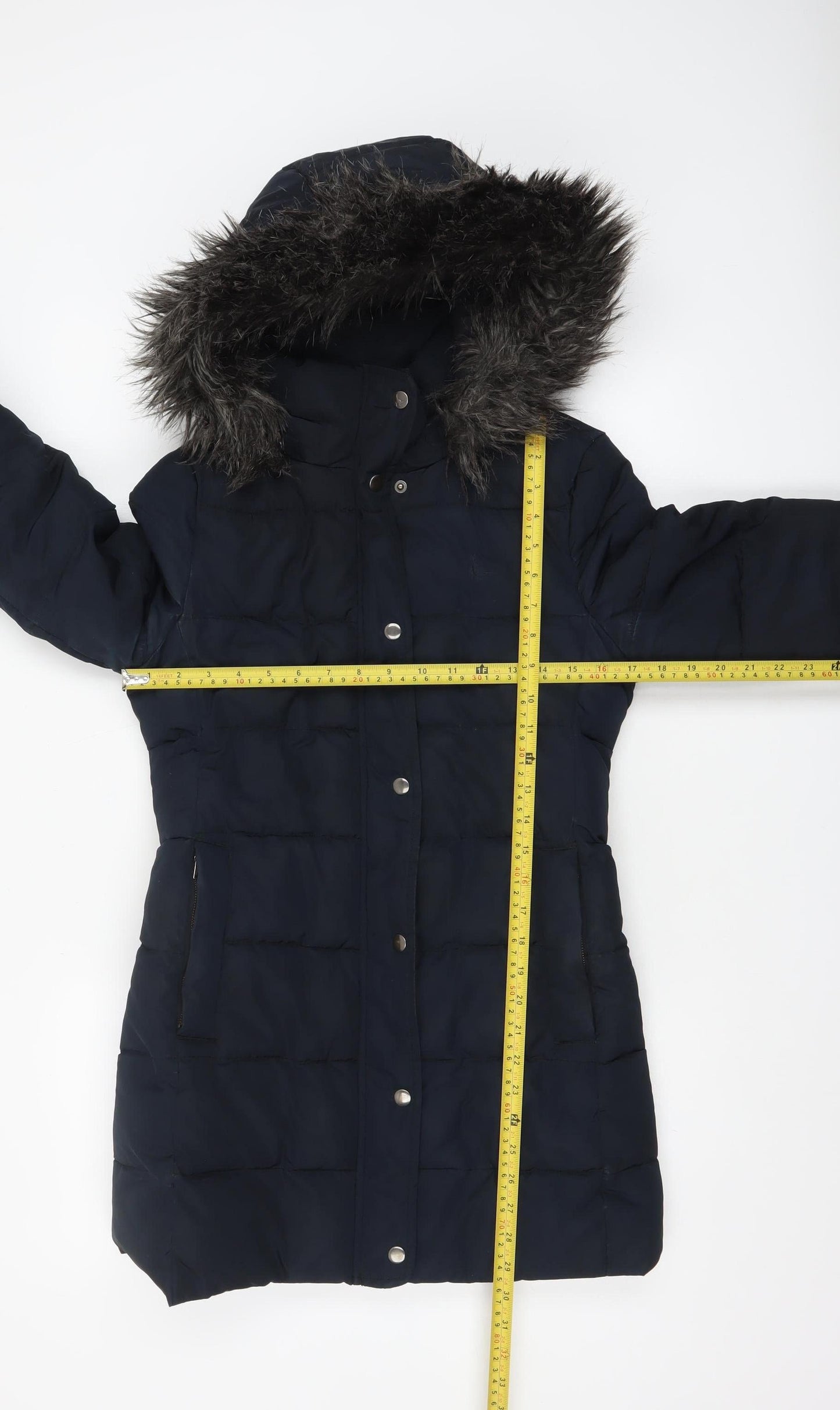 Jack Wills Women's Blue Faux Fur Hooded Puffer Coat Size 8