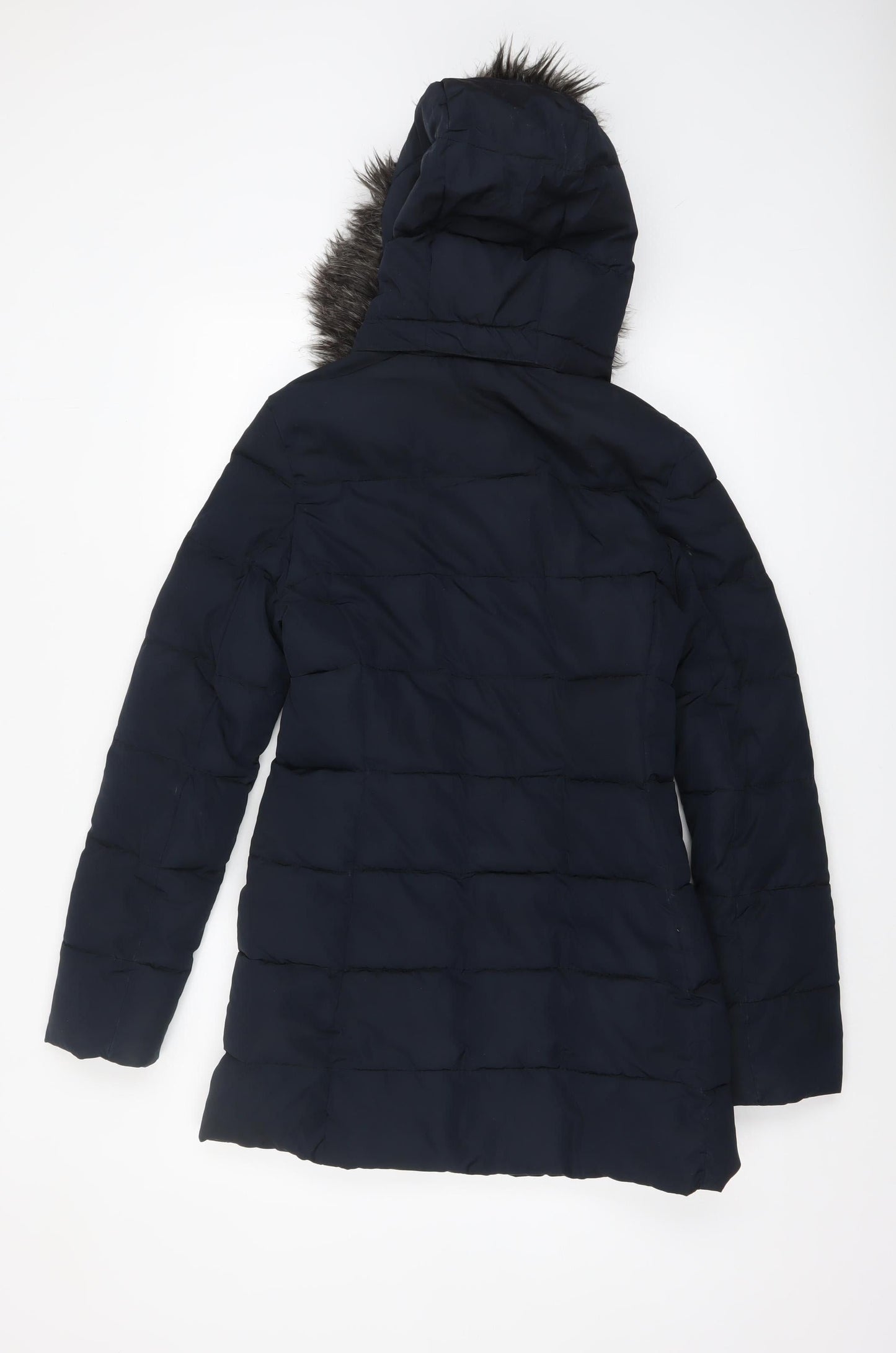 Jack Wills Women's Blue Faux Fur Hooded Puffer Coat Size 8