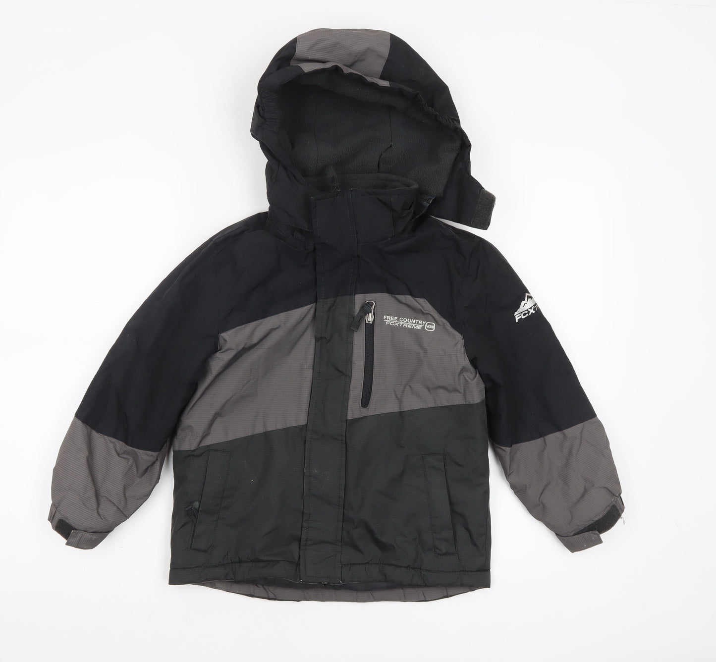 Free Country Boys Grey Waterproof Hooded Puffer Jacket Size 5-6 Years
