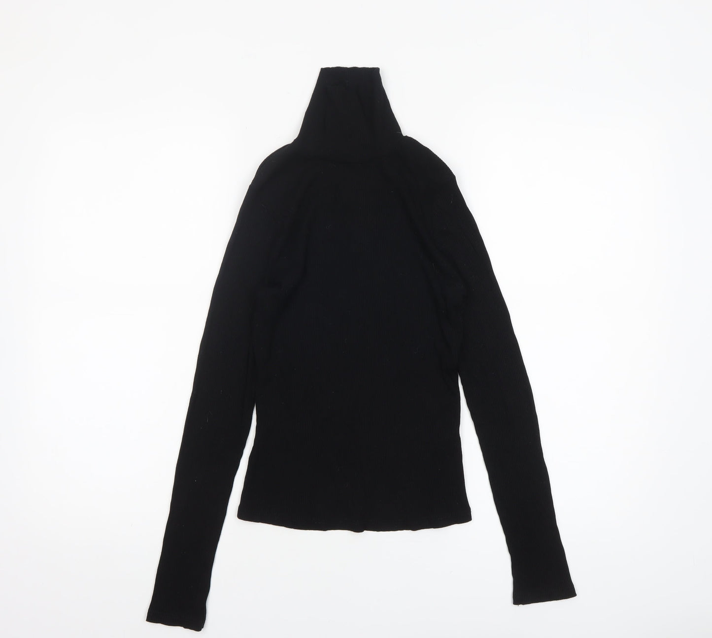 Miss Selfridge Women Black Roll Neck Long Sleeve Stretch Top Size 10
