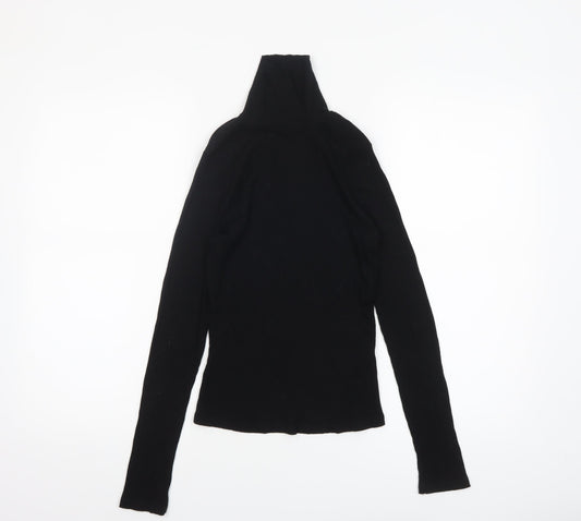 Miss Selfridge Women Black Roll Neck Long Sleeve Stretch Top Size 10