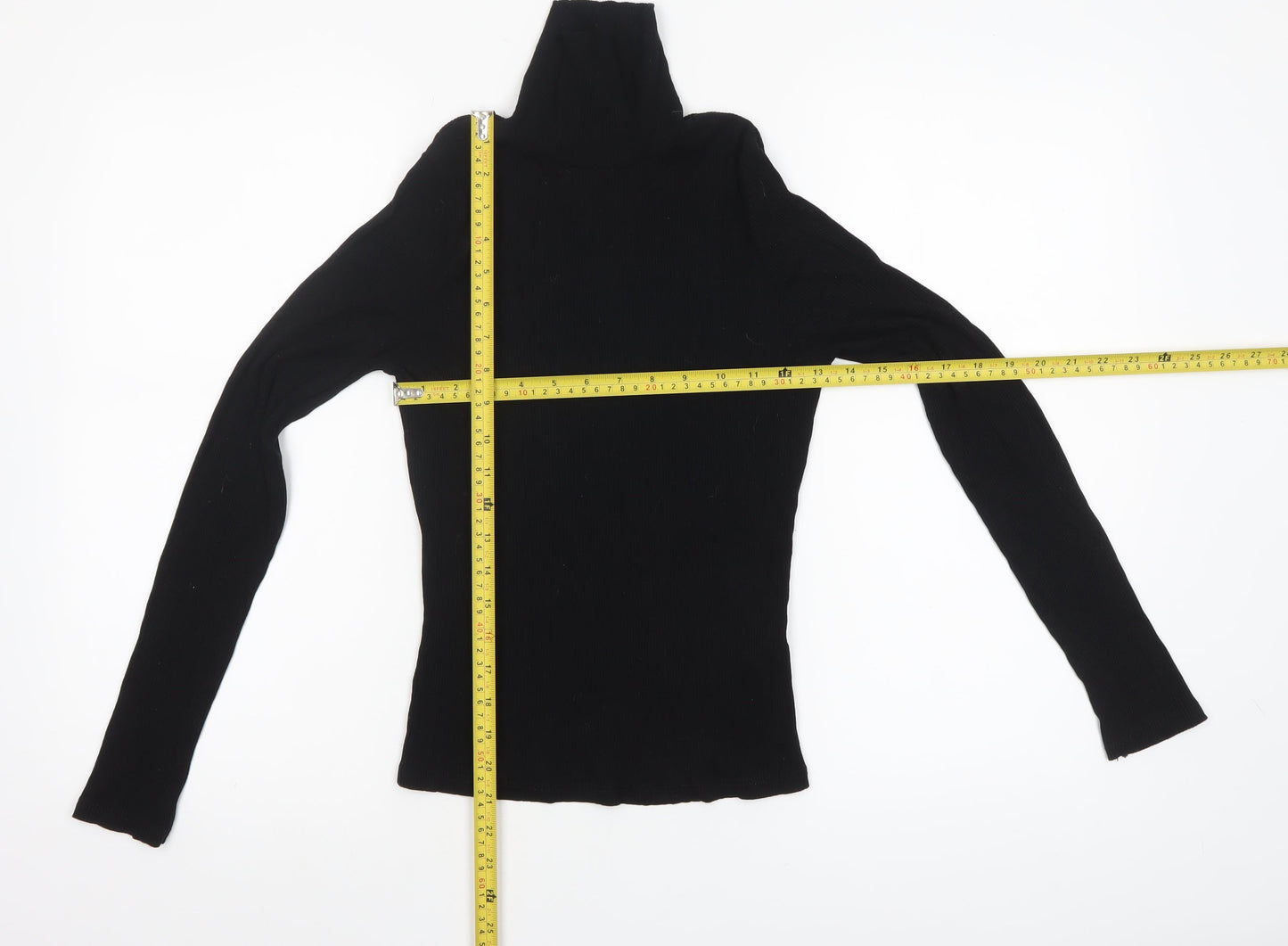 Miss Selfridge Women Black Roll Neck Long Sleeve Stretch Top Size 10