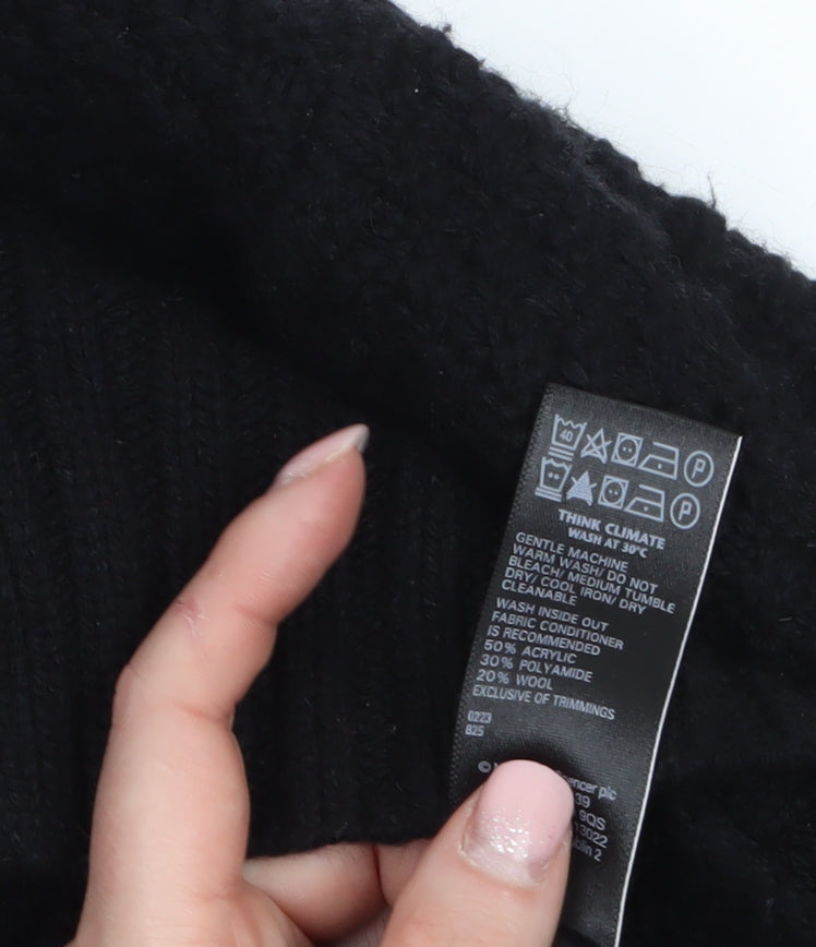 Marks and Spencer Per Una Women Black L Chunky Knit Cardigan
