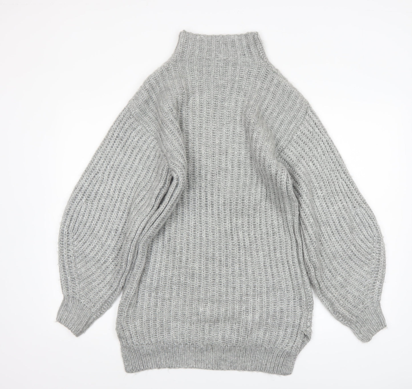 Miss Selfridge Women Grey Roll Neck Knit Jumper Size 4 Acrylic